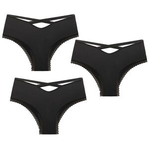 Splendies Ivy Midnight Wrap Up Cheeky Size 4X Black Satin Panties Lot of 3 Pairs